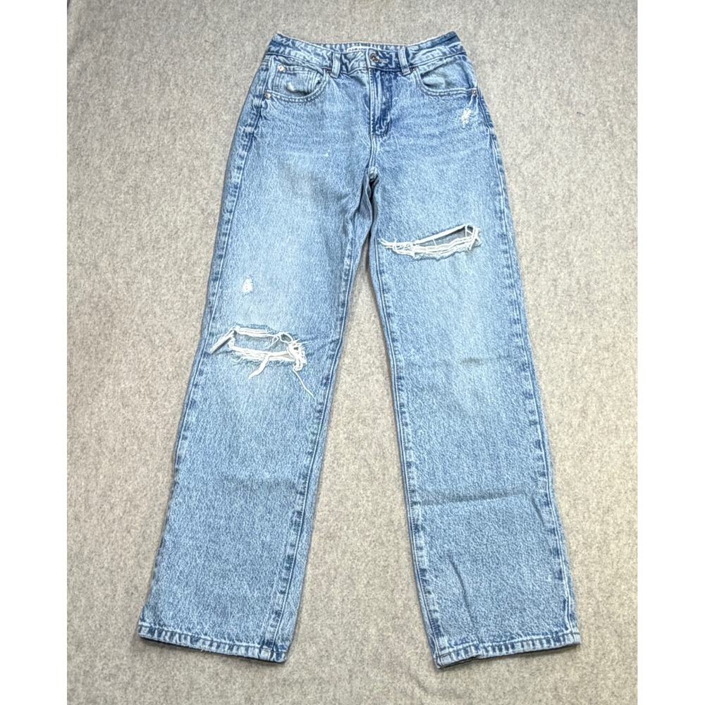 Garage Jeans Women 1 Straight Leg Blue Y2K Grunge 90s Off Duty Skater Distressed